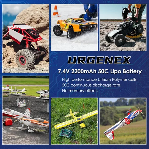 Miniatura 6 de 2S Lipo Batería 2200mAh 7.4V RC Batería con XT60 Plug 50C (Burst 80C) Alta tasa de descarga con cargador apto para coche RC Truggy Avión FPV Drone