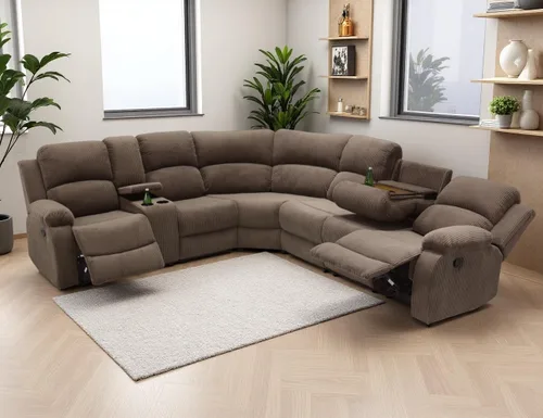 Miniatura 44 de Juego de sofá seccional reclinable manual, juegos de muebles de sala de estar, sofá seccional en forma de L y 2 sillas, cómodo sofá reclinable
