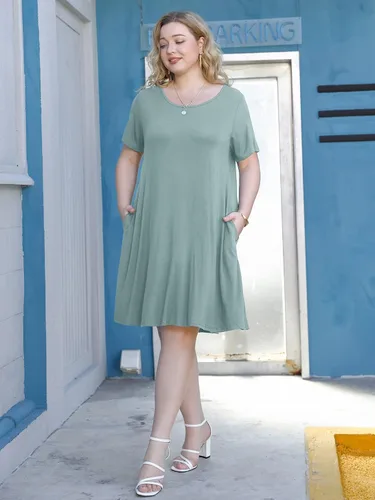Miniatura 6 de JollieLovin - Vestido de manga corta para mujer, holgado, casual, con bolsillos