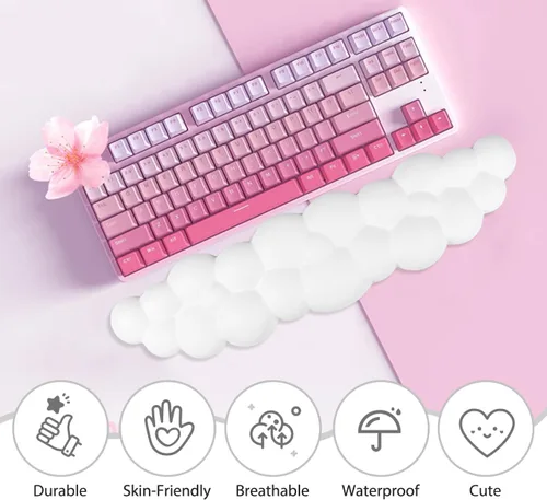 Miniatura 4 de JIKIOU Reposamuñecas para Teclado Cloud de Cuero Mejorado, Reposamuñecas Cloud con Base de PU Antideslizante, Cómodo Reposamuñecas de Espuma