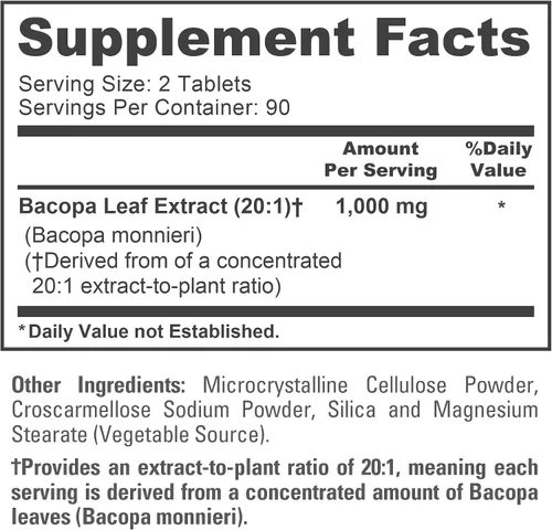 Miniatura 4 de NusaPure Bacopa Leaf Monnieri Capsules, 1000 mg, 180 tabletas (sin OMG, veganas)