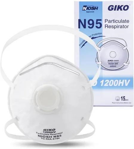 GIKO Máscaras respiradoras N95 – 15 máscaras de seguridad certificadas por NIOSH máscara respiradora de partículas con válvula de respiración para