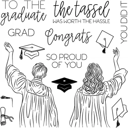 Estudiantes de posgrado Vista trasera Troqueles y sellos para hacer tarjetas So Pround of You, To the Graduate, You Did It,Words Alpahbets - Sello