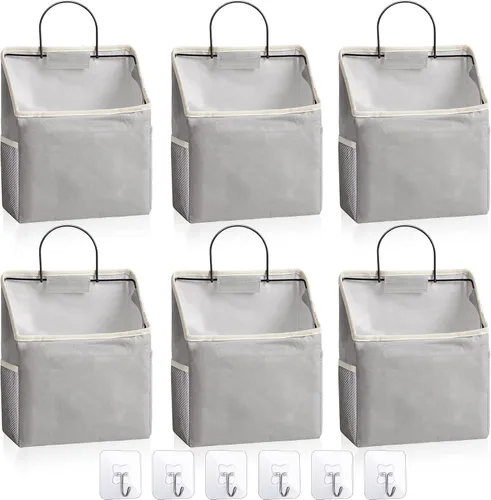 Chumia Paquete de 6 cestas de almacenamiento para colgar en la pared, para baño, armario, bolsa de almacenamiento colgante sobre la puerta, cesta