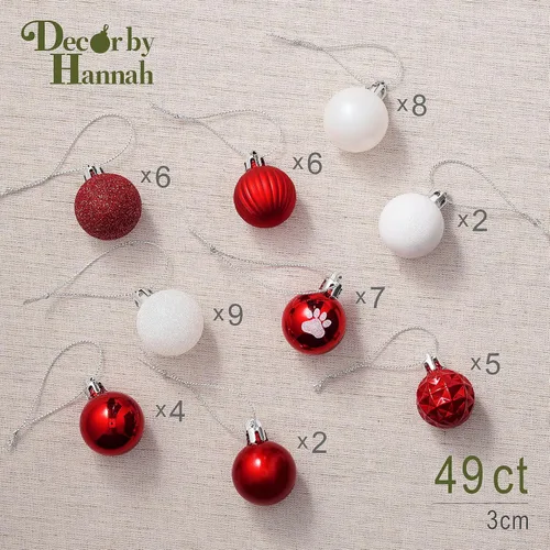 Miniatura 5 de DecorbyHannah - Mini adornos de Navidad rojos y blancos, 49 unidades de 1.18 pulgadas, adornos temáticos de perros pequeños para decoración de árbol