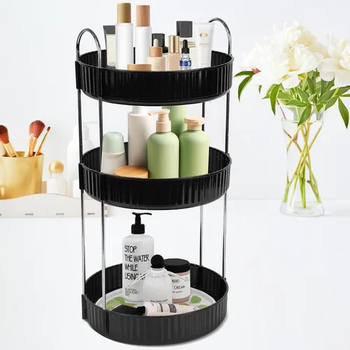 Miniatura 8 de Organizador de Maquillaje Giratorio de Encimera de 2 Niveles Bandejas Lazy Susan Transparente Almacenamiento de Cuidado de la Piel y Perfume