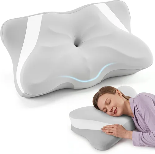 Miniatura 20 de Sweetcrispy Almohada cervical para cuello y hombro, almohadas ergonómicas de espuma viscoelástica, contorno lateral para adultos, soporte ortopédico