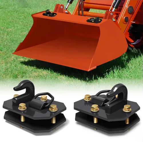 Octomo Ganchos de cubeta para tractor de 3/8 pulgadas con anillo en D, gancho de agarre de acero forjado grado 70 atornillado, gancho de remolque