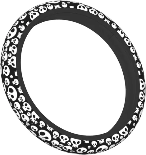 Funda para volante para mujeres y hombres, calavera blanca, Halloween, terror, de neopreno, protector de volante de neopreno, ajuste universal para