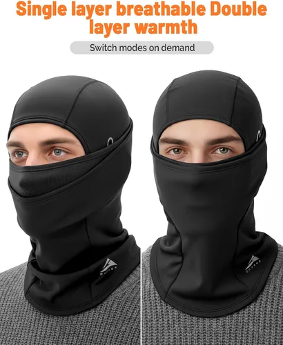 Miniatura 2 de GXCROR Pasamontañas de esquí para hombres y mujeres, máscara facial de invierno para clima frío, resistente al viento, térmica, motocicleta