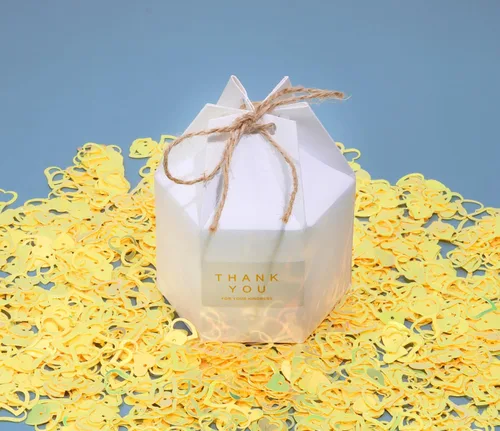 Miniatura 4 de ONLYKXY 1200 piezas de confeti en forma de corazón, decoración de mesa de boda, confeti con purpurina para fiesta de boda (amarillo brillante)