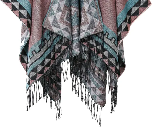 Miniatura 76 de Chales cálidos para mujer, cárdigan con frente abierto, estilo vintage, poncho