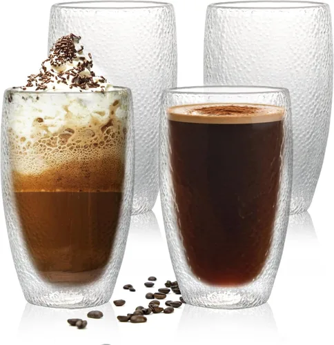 Juego de tazas de café de vidrio de doble pared, tazas de vidrio con aislamiento transparente para bebidas calientes, adecuadas para té, café con