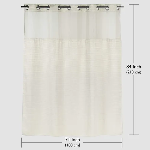 Miniatura 7 de Lagute SnapHook - Cortina de ducha de tela de punto gofre sin gancho con forro a presión, cortina de baño extra larga resistente con parte superior