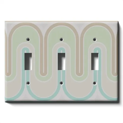 Miniatura 13 de Placa decorativa para cubierta para interruptor de luz, ondas retro verdes, placa de pared de palanca individual Single Toggle