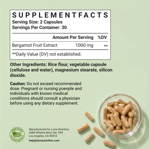 Miniatura 5 de Luma Nutrition Citrus Bergamot 1000mg - Suplemento de Citrus Bergamot - Hecho en los Estados Unidos - Propiedad de veteranos - 60 cápsulas