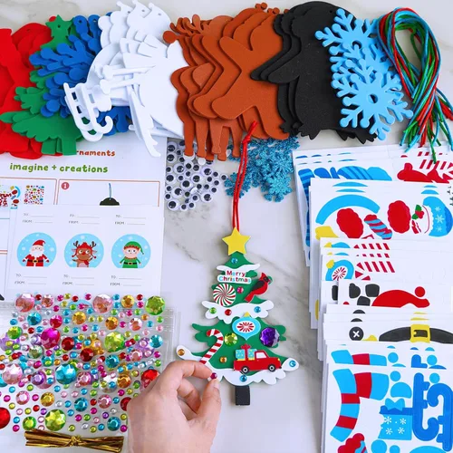 Miniatura 2 de Winlyn 24 juegos de manualidades de Navidad, manualidades de invierno, adornos de Navidad, decoraciones de arte, juegos de espuma, Papá Noel, reno
