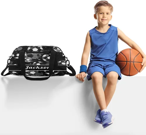 Miniatura 2 de Bolsa de lona personalizada para niños, bolsa de gimnasio deportiva personalizada para niños, bolsa de mano para el fin de semana para viajes, Ball 3