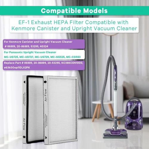 Miniatura 2 de 53295 EF-1 Filtro de medios HEPA para Kenmore 86889, 20-86889, 40324, 53295 Filtro de aire de escape para aspiradoras verticales y aspiradoras