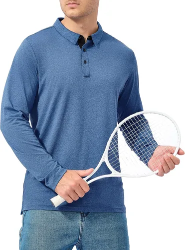 Miniatura 3 de Polo de golf para hombre, camisas tácticas de manga larga, de secado rápido, camiseta con cuello de senderismo