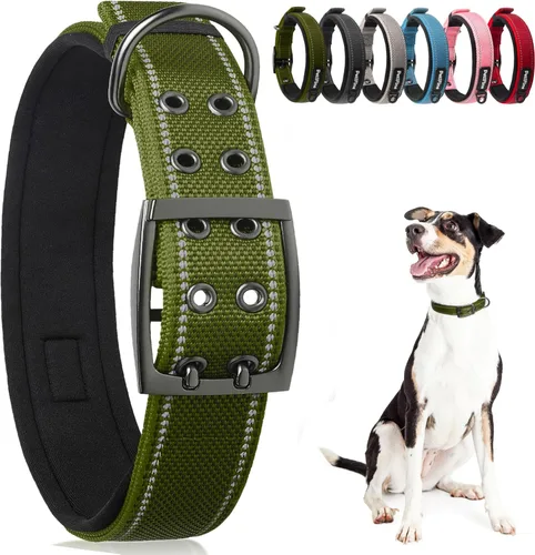 Miniatura 17 de Collares para perros PetiFine para perros medianos, acolchados de neopreno y ajustables, collares para mascotas reflectantes anchos y resistentes