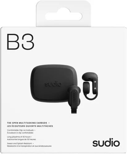 Miniatura 8 de Sudio Audio B3 Auriculares inalámbricos de oreja abierta – Auriculares Bluetooth 5.3 con clip con ajuste seguro, resistentes al sudor, micrófono