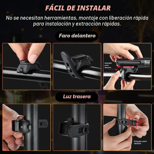 Miniatura 9 de Ascher Ultra Bright USB Rechargeable Bike Light Set, Powerful Bicycle Front Headlight and Back Taillight, 4 Light Modes, Easy to Install for Men