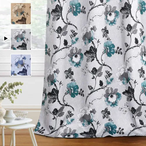 Miniatura 9 de H.VERSAILTEX Cortinas 100% opacas de 63 pulgadas de largo, juego de 2 paneles de cortinas estampadas con aislamiento térmico para dormitorio