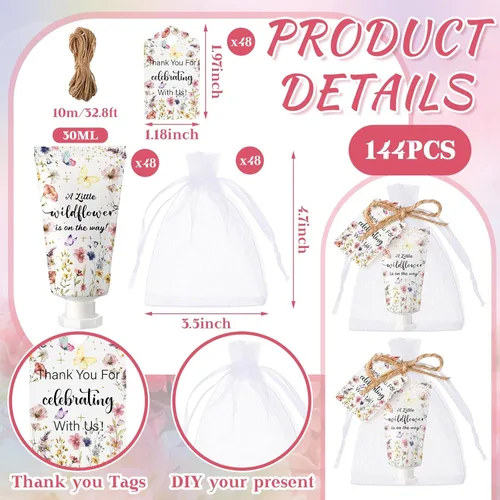 Miniatura 2 de 48 Juegos de Crema de Manos de Flores Silvestres para Baby Shower Regalos Obsequios de Fiesta de Crema de Manos para Invitados Regalo de Flores