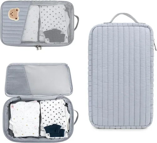Miniatura 5 de Bolsas organizadoras para pañales para bebé, paquete de 2 bolsas impermeables para colgar pañales, bolsa de malla de oso de conejo, reutilizable
