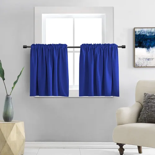 Miniatura 23 de DONREN - Cortinas blackout de 2 paneles con bolsillo para cortinero Negro