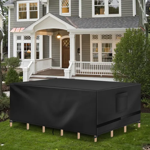 Miniatura 6 de Richwon Funda para Muebles de Patio, Funda Impermeable Rectangular para Mesa de Exterior, Protección Resistente para Conjunto Seccional 108"L x 82"W