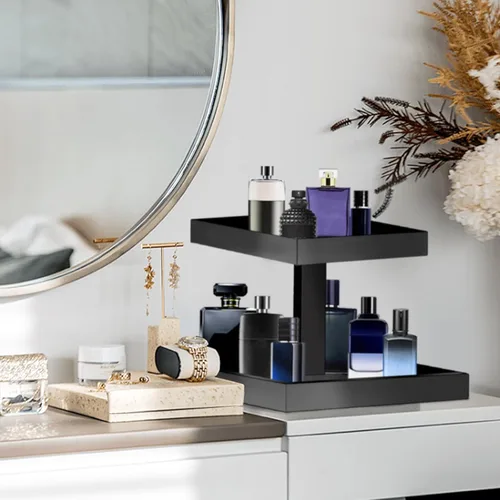 Miniatura 3 de YAGELI Organizador de Perfumes Negro para Hombres - Estante Organizador de Colonias Acrílico de 2 Niveles para Hombres, Almacenamiento de Tocador