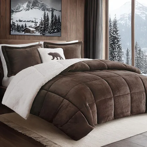 Miniatura 20 de Woolrich - Juego de edredón reversible ultrasuave de felpa a sherpa, alternativa al plumón, ropa de cama cálida de invierno para clima frío