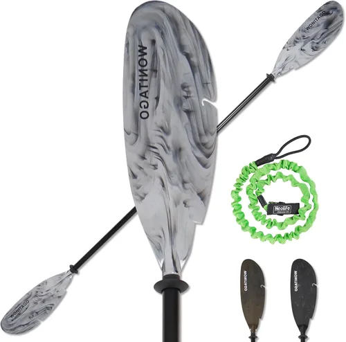 Miniatura 8 de Remos de kayak para pescadores, remo de aluminio con palas de plástico y correa de remo, remos flotantes ajustables para kayak de pesca, 3 piezas