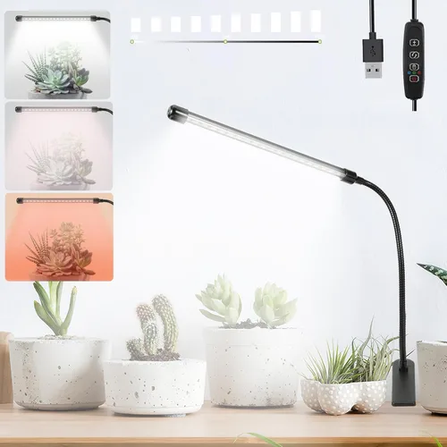 Sunny Power Luces de cultivo con clip para plantas de interior de espectro completo, luz LED de 6000 K para cultivo en interiores con temporizador