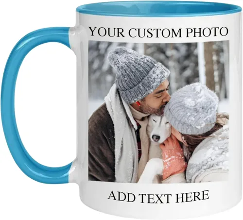 Miniatura 14 de Taza de café personalizada de cerámica de 11 onzas – Añade foto, texto o logotipo Taza de imagen personalizada, impresión a doble cara, apta