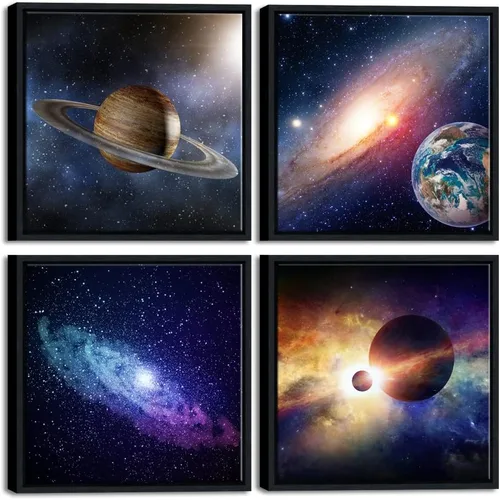 Miniatura 9 de Wieco Art Lienzo Giclée para pared, imágenes espaciales para dormitorio, decoración del hogar, poder mágico universal, moderno, 4 paneles