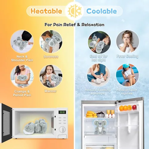 Miniatura 2 de SuzziPals Animales de peluche de koala calentables y refrigerables, bonitos peluches de almohadilla térmica para microondas para calmar y relajarse