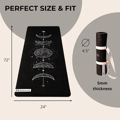 Miniatura 4 de Tapete de yoga con correa de 5 mm antideslizante de gamuza y TPE - Tapete ecológico para fitness y ejercicio para gimnasio en casa, pilates, yoga