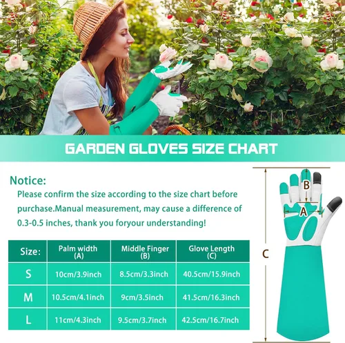 Miniatura 4 de Guantes largos de jardinería para mujeres/hombres, guantes de poda de rosas a prueba de espinas, guantelete resistente, el mejor regalo de jardín