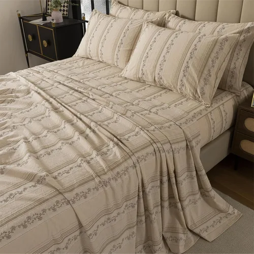 Miniatura 92 de FADFAY Juego de sábanas de cama vintage con diseño floral rosa tamaño King, 100% algodón premium, diseño floral shabby chic desgastado y elegante