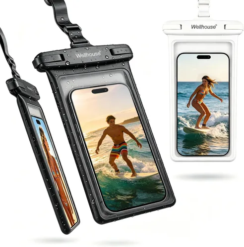 Miniatura 14 de wellhouse Bolsa impermeable para teléfono, Funda impermeable para teléfono para iPhone 16 15 14 13 12 Pro Max XS Samsung, Bolsa seca para celular 1