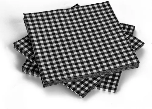 Miniatura 5 de Gatherfun Servilletas de papel desechables a cuadros blancos y negros para cenas, picnic y fiestas (paquete de 50)