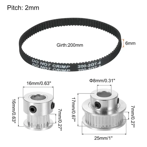 Miniatura 2 de MECCANIXITY Polea de distribución 20 y 36 dientes 0.315 in diámetro rueda síncrona con correa y llave para impresora 3D, máquina CNC