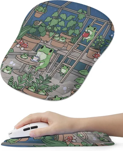 Miniatura 10 de Alfombrilla de mouse ergonómica con bonito diseño de gato negro, para aliviar el dolor del túnel carpiano, área de mouse 65% utilizable, 01 Lindo
