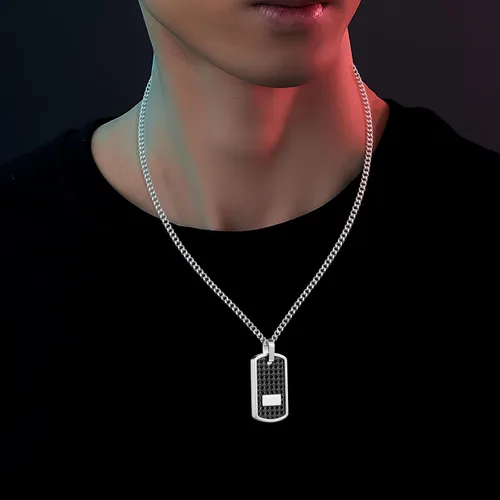 Miniatura 4 de Collar con dije para hombre, cadena ajustable de acero inoxidable de plata de 22 a 24 pulgadas