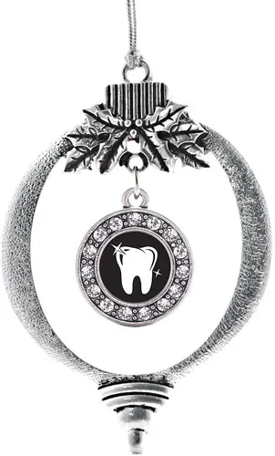 Miniatura 208 de Inspired Silver - Twin One - Adorno festivo de Navidad de plata - Adorno festivo de árbol de Navidad con dije de círculo y circonita cúbica
