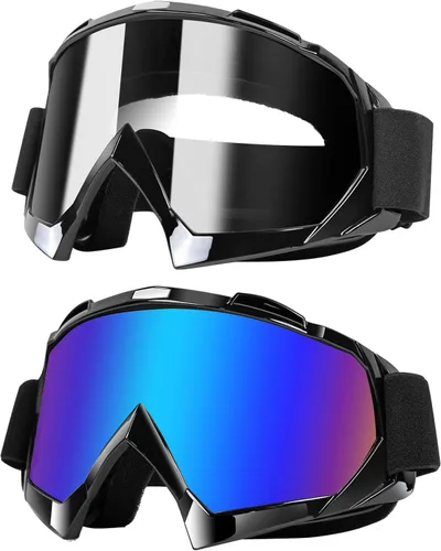 Miniatura 9 de Gafas para ATV Dirt Bike Paquete de 2 Gafas de Motocicleta Motocross Resistentes al Viento Gafas de Visión Amplia Fuera de Carretera para Conducir