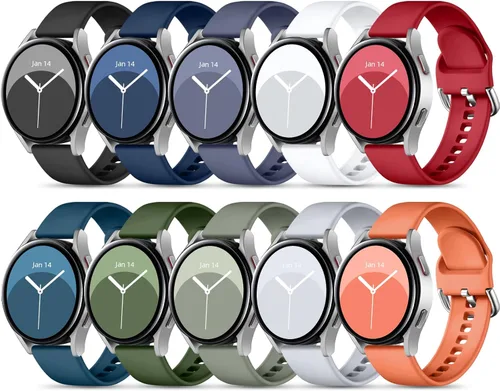 DaQin Paquete de 10 correas compatibles con Samsung Galaxy Watch 7/6/5/4 1.575 in 1.732 in/Watch 6 Classic 1.693 in 1.850 in/Watch 5 Pro 1.772